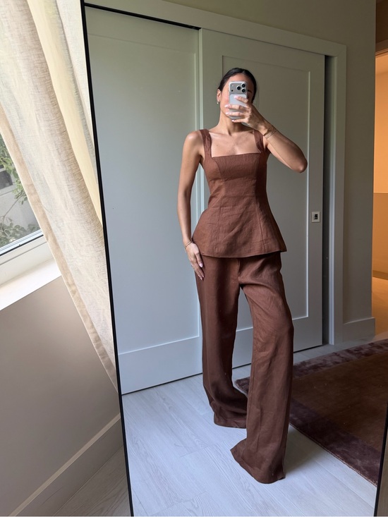 REVOLVE Pants - Brown Linen Blend Two-Piece Set